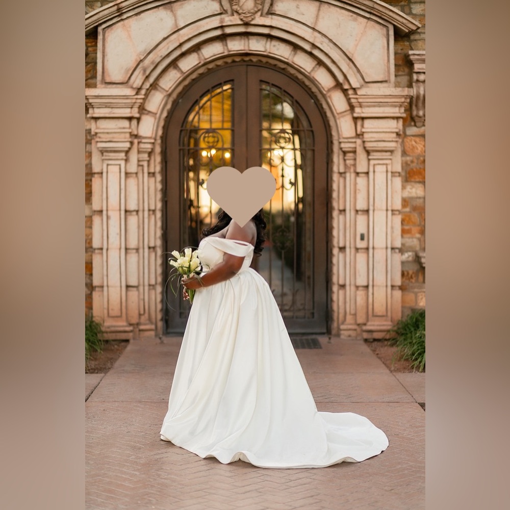 Plus Size Off-The-Shoulder Satin Wedding Gown